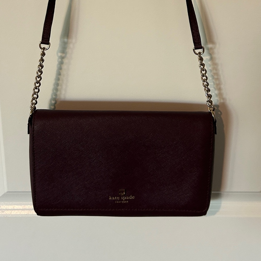 Kate Spade maroon mid- large size cross body purse